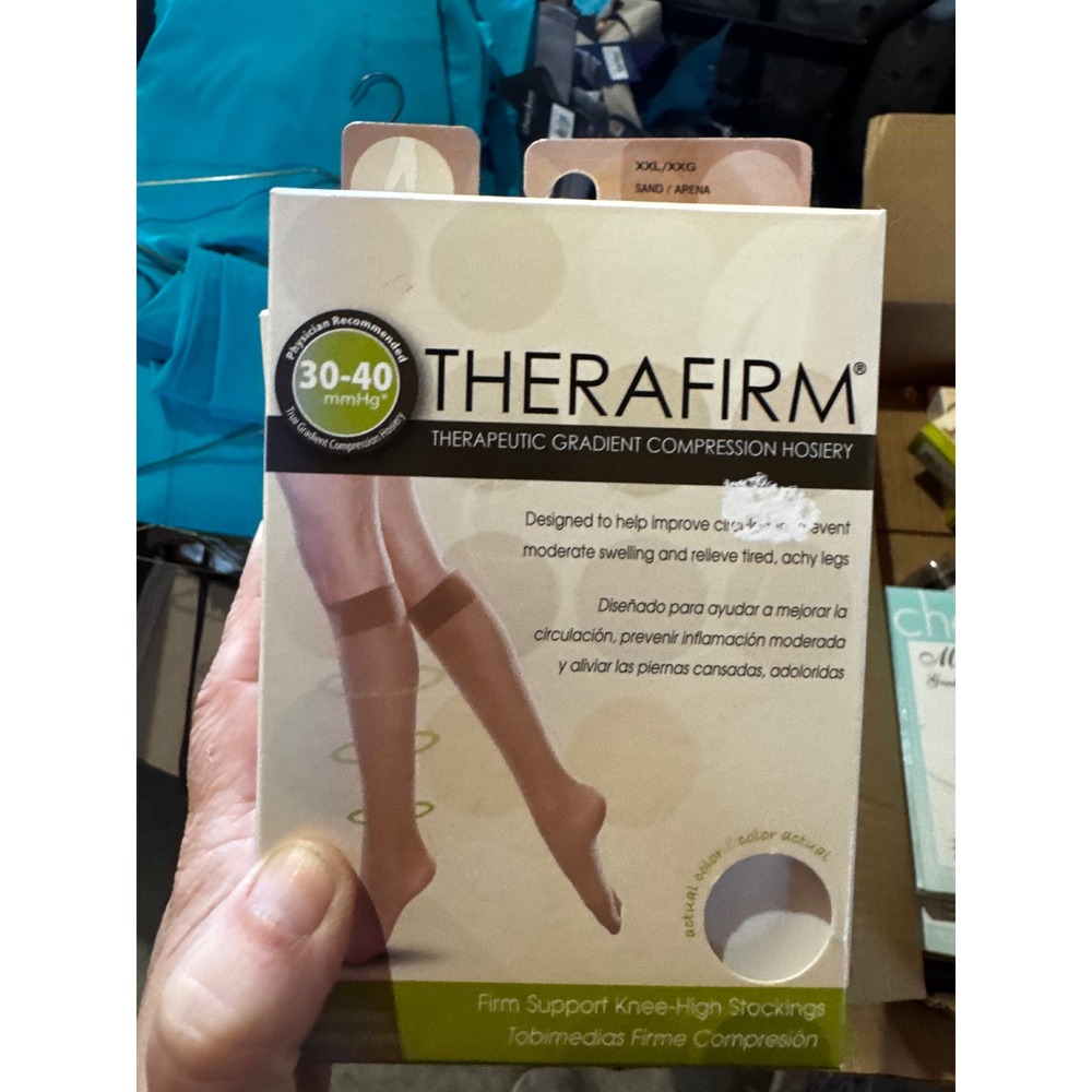 Therafirm 30-40 mmHg Compression Hosiery Knee High Stockings Sand XXL 2 Pairs